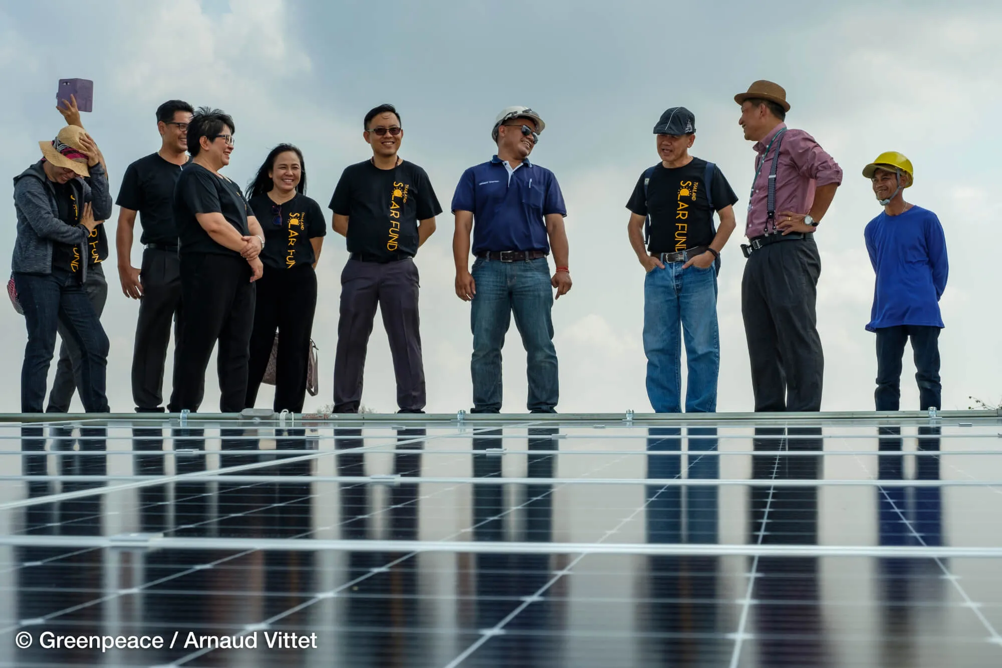 Solar panel installation workers